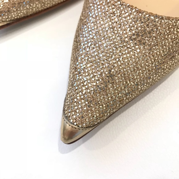 JIMMY CHOO Gold Glitter Pointed Toe Heels Sz 40 - Picture 3 of 5